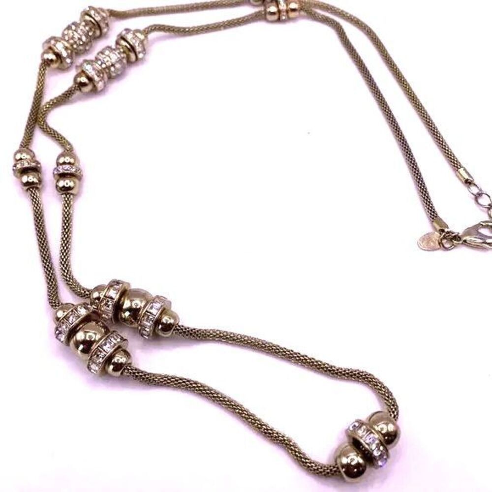 Chico's Extra Long White Gold Tone Mesh Station Necklace 41in